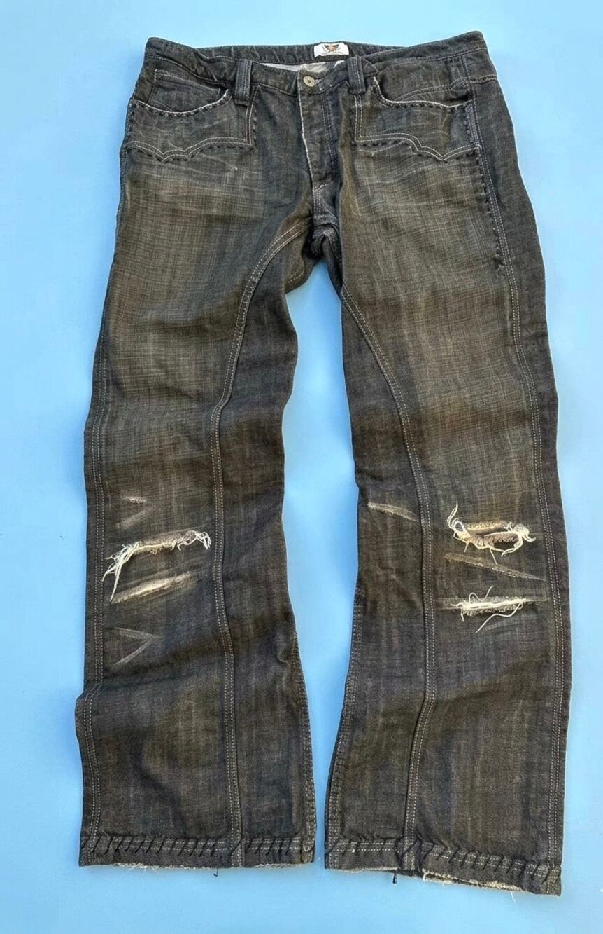Antik Denim Men's Jeans Size 38 Dark Wash Embroidered Pockets Y2K Western